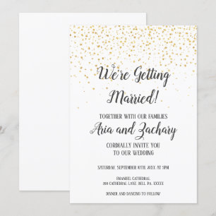 Convite Dourado Confetti, vamos nos casar com a Invita