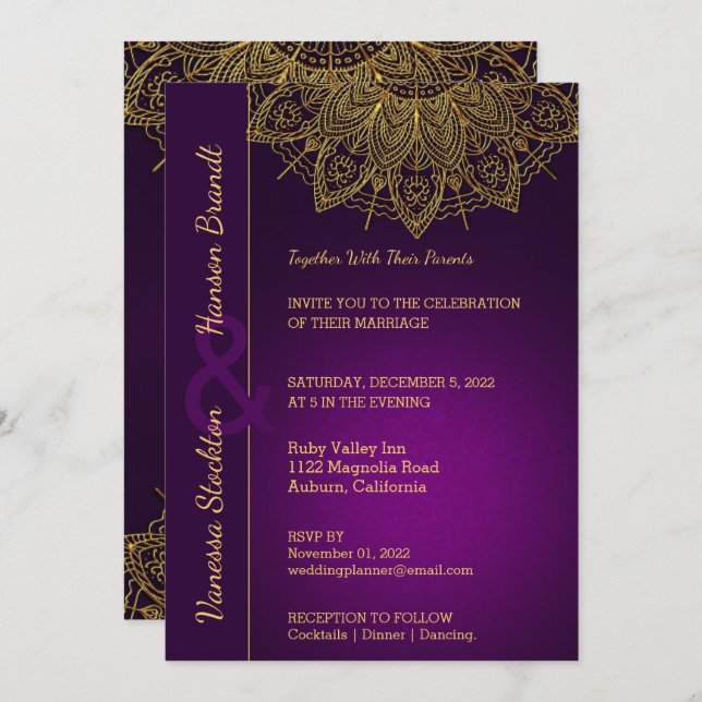 Convite Dourado Contemporâneo para Casamento Manda (Frente/Verso)