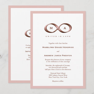 Convite Dourado cor-de-rosa do casamento do fecho