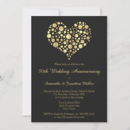 Convite Dourado Coração 50º Aniversário de Casamen