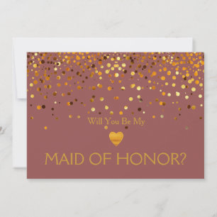 Convite Dourado Coração Glitter Você será minha MADRINHA D