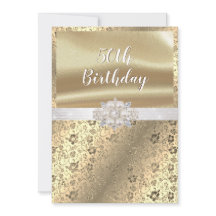 Dourado Damask Pearls Diamantes White Satin 50th