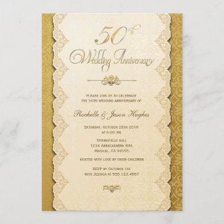 Convite Dourado de 50º Aniversário