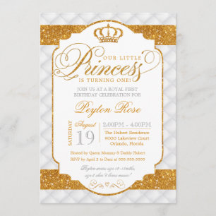 Convite Dourado de aniversário da Princesa Luxury