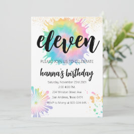 Convite Dourado de Aniversário de Tie-Dye Convite 