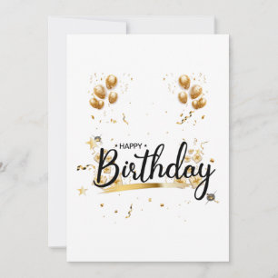 Convite Dourado de Aniversário Feliz