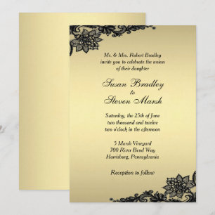 Convite Dourado de Casamento de Locais