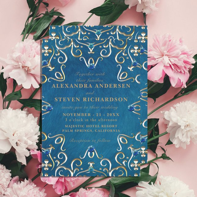 Convite Dourado de Casamento de Luxo Clássico de V (Criador carregado)