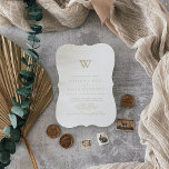 Convite Dourado de Casamento de Monograma Minimali<br><div class="desc">Este convite de casamento de monograma minimalista é perfeito para um casamento moderno. O design simples e elegante apresenta a tipografia de scripts clássicos e ricos em preto e branco.</div>