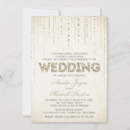 Convite Dourado de Casamento de Olhar para a Glitt