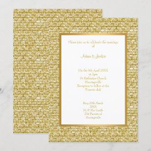 CONVITE Dourado DE CASAMENTO DE PADRÕES BRANCOS DO