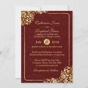 Convite Dourado de Casamento de RSVP de Locais de