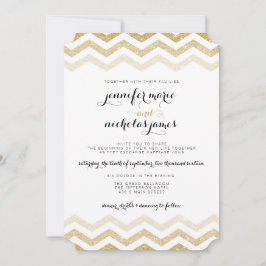 Convite Dourado de Casamento Glamor Chevron Glitte