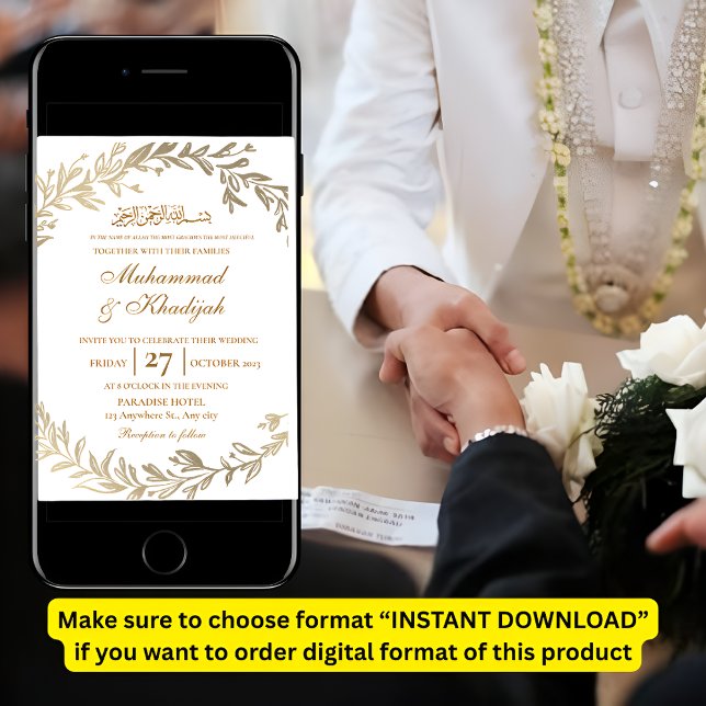 Convite Dourado deixa Ornamentado de casamento muçulmano C (Criador carregado)