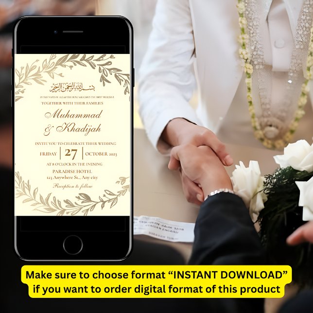 Convite Dourado deixa Ornamentado de casamento muçulmano C (Criador carregado)