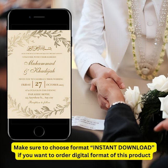 Convite Dourado deixa Ornamentado de casamento muçulmano C (Criador carregado)