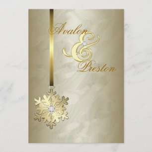 Convite Dourado Diamond Snowflake Gold Foil Invasão