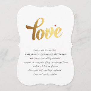 Convite Dourado do casamento do amor