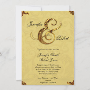 Convite Dourado do casamento do toque do Midas
