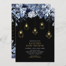 Dourado e azul | Luzes Boho Chá de fraldas