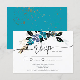 Convite Dourado e lacado, floral dramático