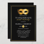 Convite Dourado e negro Mascarada Doce 16<br><div class="desc">Mascarada preto e Dourado clássico,  16 Convites de festas doces,  de Eugene_Design.</div>