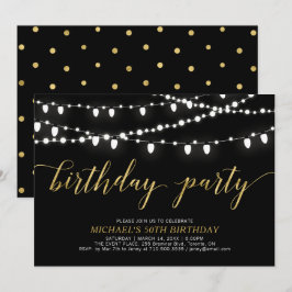 Convite Dourado e preto | 50.a Festa de aniversário de adu