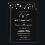 Convite Dourado e preto, 60ª Festa de aniversário<br><div class="desc">Este sofisticado falso *tema ouro e preto comemora este evento de aniversário de um marco. O texto é totalmente personalizável. Elegante. *dourado com gráfico impresso</div>