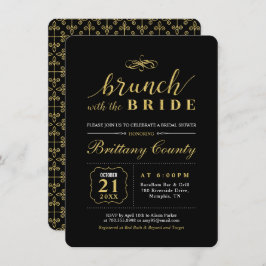 Convite Dourado e preto | Brunch Bridal Elegante