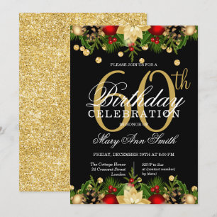 Convite Dourado e preto Feriado - Festa de aniversário 60