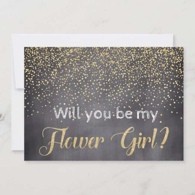 Convite Dourado e quadro vai ser minha garota florista? (Frente)