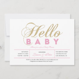 Convite Dourado e rosa | Rapariga, Chá de fraldas de Tipog