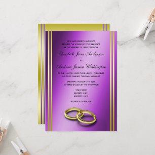 Convite Dourado e roxo clássico, casamento