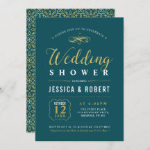 Dourado e Teal | Chá de casamento Elegante