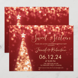 Convite Dourado e Vermelho Natal Doce Festa 16