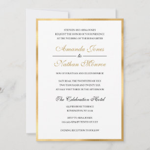 Convite Dourado Elegante Clássico para Casamento B