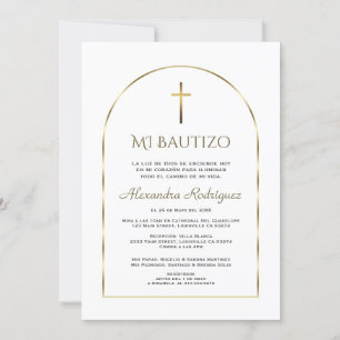 Convite Dourado Elegante De Bautizo Baptism