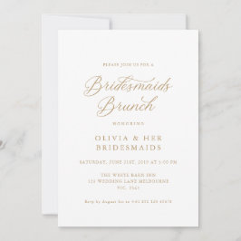Convite Dourado Elegante Modern Script Bridesmaids Brunch