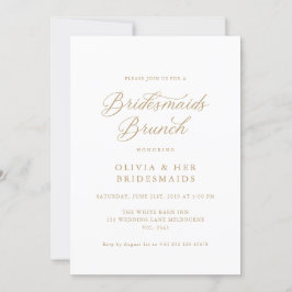 Convite Dourado Elegante Modern Script Bridesmaids Brunch