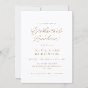 Convite Dourado Elegante moderno de Bridesmaids Luncheon