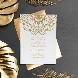 Convite Dourado Elegante para Casamento Indiano Ma