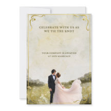 Convite Dourado Elegante Para Casamento Por Aquare