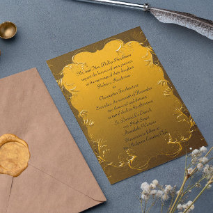 Convite Dourado Elegante para Casamentos