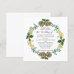 Convite Dourado Elegante Pine Cone Wreath