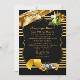 Convite Dourado em Anúncios de Black, Art-Deco Brunch