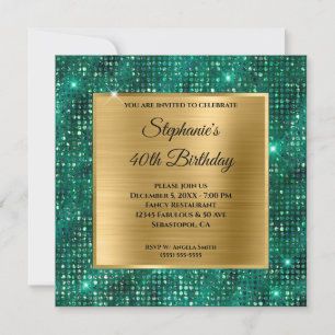 Convite Dourado Emerald Diamond Study aniversário de 40 a