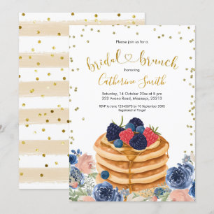 Convite Dourado Faux de Bridal de Pancake Brunch