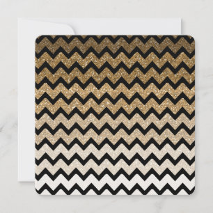 Convite Dourado Faux Glitter Chevron Ombre Sweet 16