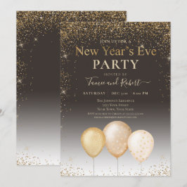 Convite Dourado Festa de Véspera de Ano Novo dos Balões de