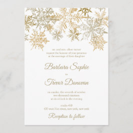 Convite Dourado Flocos de Neve Casamento no inverno de Nat